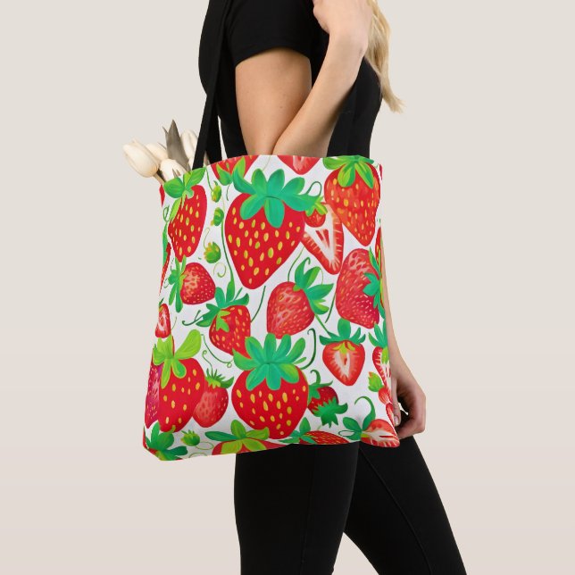 Strawberry Swirl Pattern Tote Bag (Close Up)