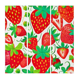 Strawberry Swirl Pattern Triptych