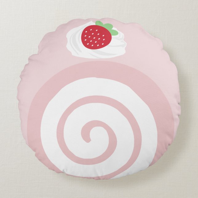 Strawberry Swiss Roll Cake Pillow (Front)