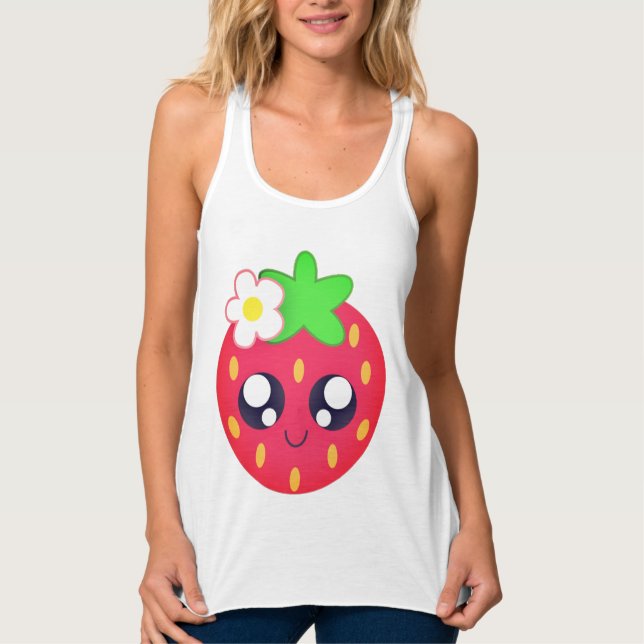 Strawberry T shirt Summer Casual Black beach  Crop (Front)