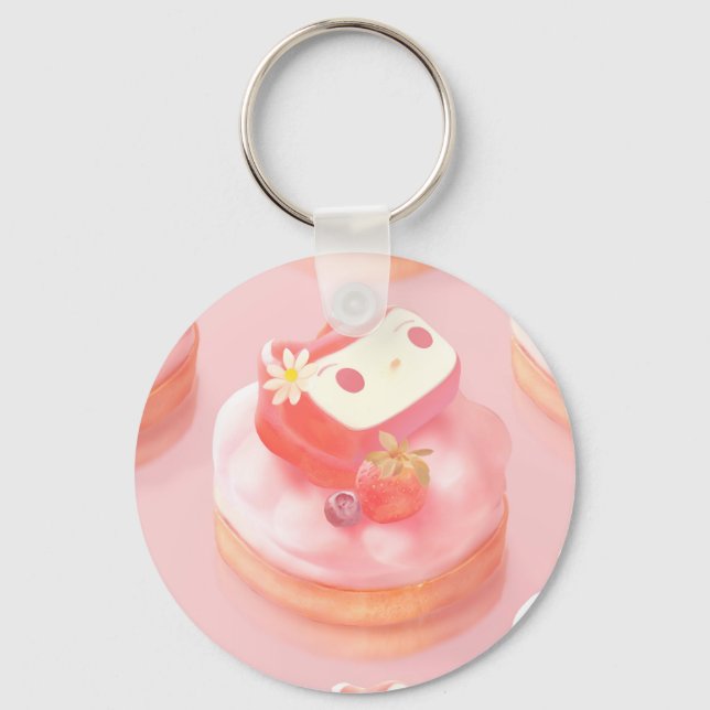Strawberry Tart Illustration Keychain (Front)