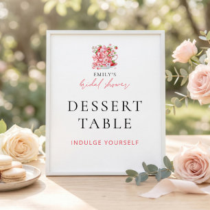 Strawberry Teacup Dessert Table Bridal Shower Sign