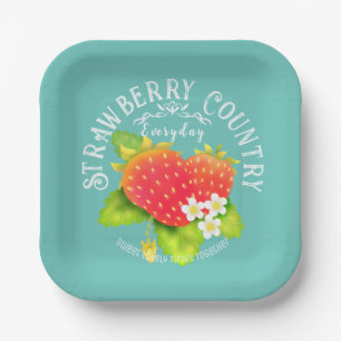 Strawberry Teal Design. Paper Plates