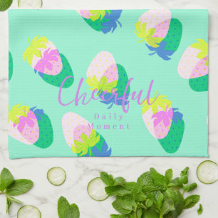 Strawberry Teal Kitchen Towel