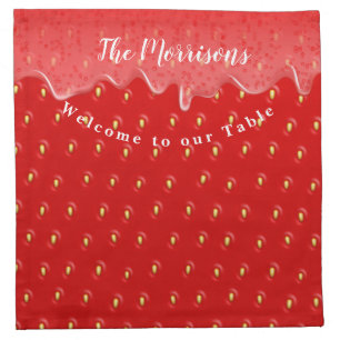 Strawberry Textured Background Liquid Fruit Jam Cloth Napkin