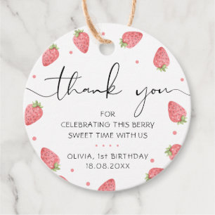 Strawberry Thank You Berry Favor Gift Tags