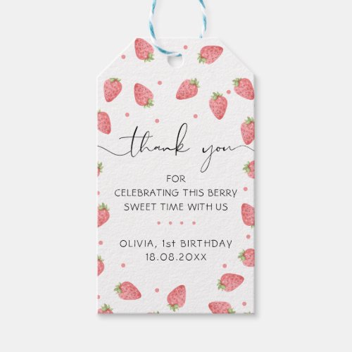 Strawberry Thank You Berry Favor Gift Tags