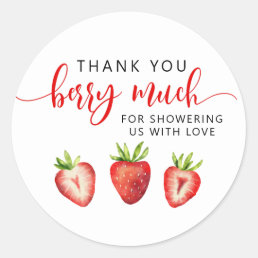 Strawberry Thank You Berry Much Baby Shower Favor Classic Round Sticker