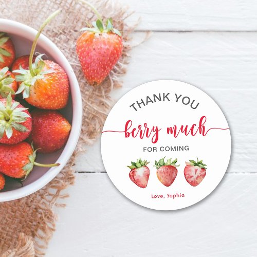 Strawberry Thank you Berry Much Classic Round Sticker