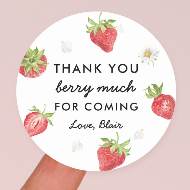 Strawberry Thank You Berry Much Favor Classic Round Sticker (Creator Uploaded)