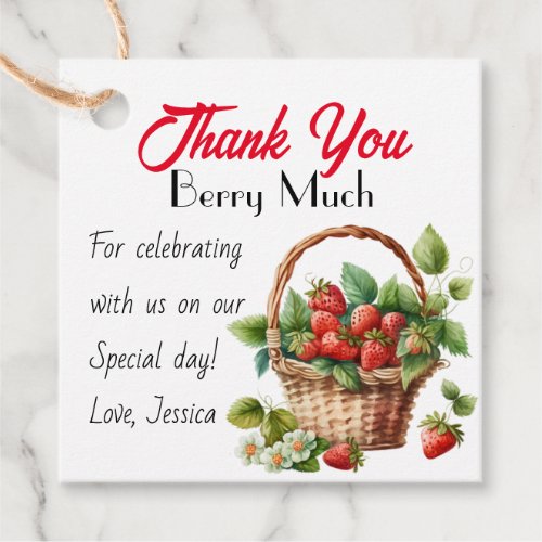 Strawberry thank you berry much  favor tags