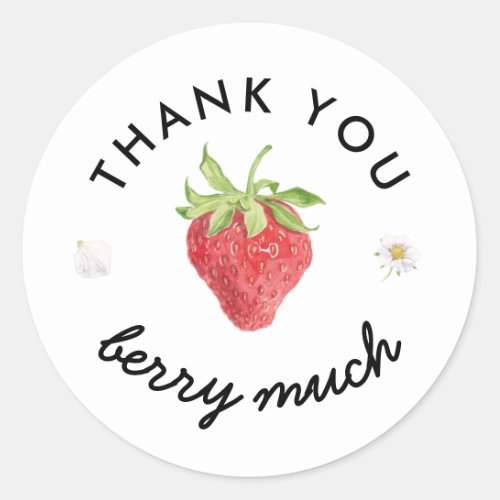 Strawberry Thank You Berry Much Party Favor Classic Round Sticker