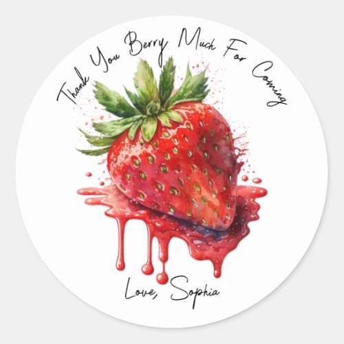 Strawberry Thank you Berry Much Red Pink Classic Round Sticker