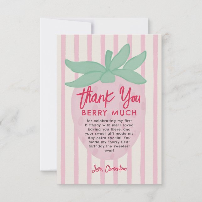 Strawberry Thank you Berry Much Thank You Card (Front)