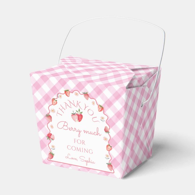 Strawberry Thank You Berry Much Wavy Favor Boxes (Front Side)