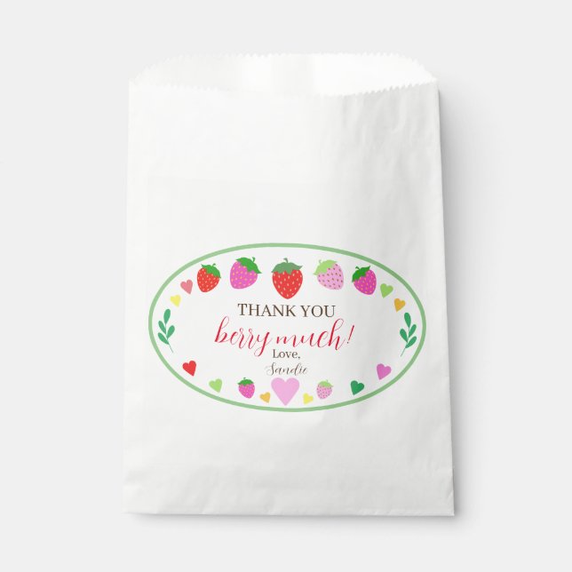 Strawberry Thank You Birthday Party  Favor Bag (Front)