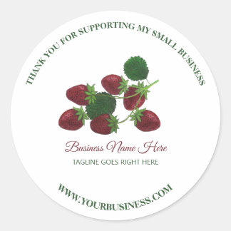 Strawberry Thank You Business  Classic Round Sticker