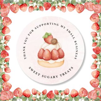  Strawberry Thank You Business Sticker