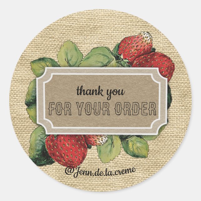 Strawberry Thank You Catering  Classic Round Sticker (Front)