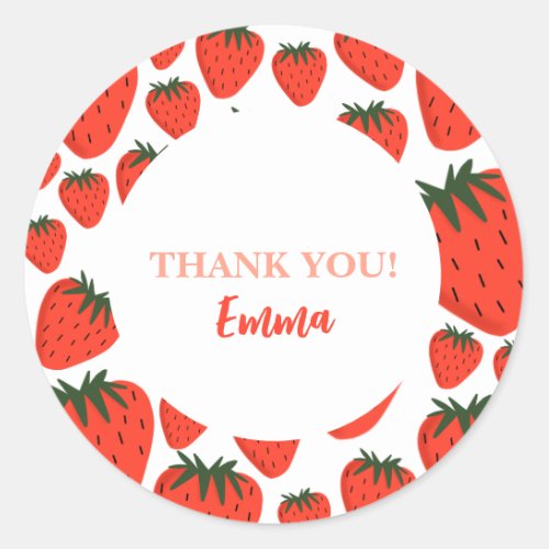 Strawberry Thank You  Classic Round Sticker