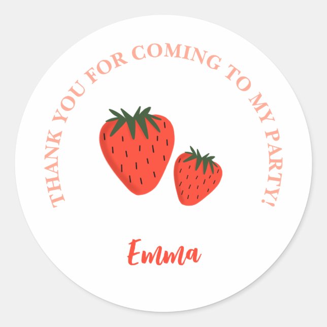 Strawberry Thank You  Classic Round Sticker (Front)