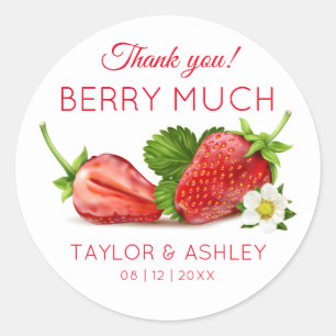 Strawberry Thank You Classic Round Sticker