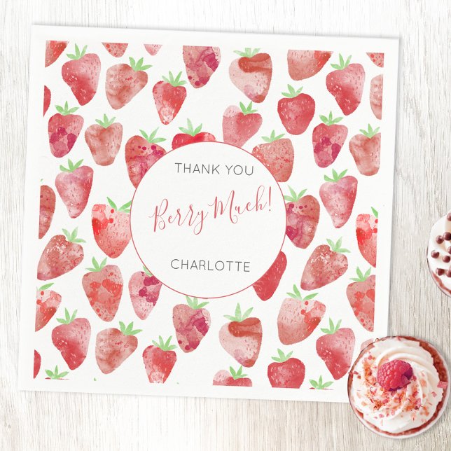 Strawberry Thank You Personalized Napkins (Creator Uploaded)