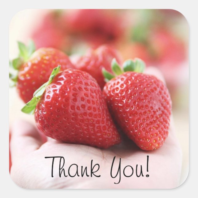 Strawberry - Thank you! Square Sticker (Front)