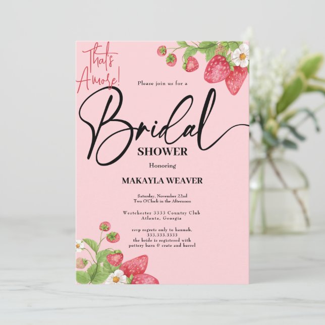 strawberry That's  Amore Bridal Shower  Invitation (Standing Front)