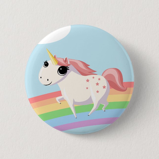 Strawberry the Unicorn Pinback Button (Front)