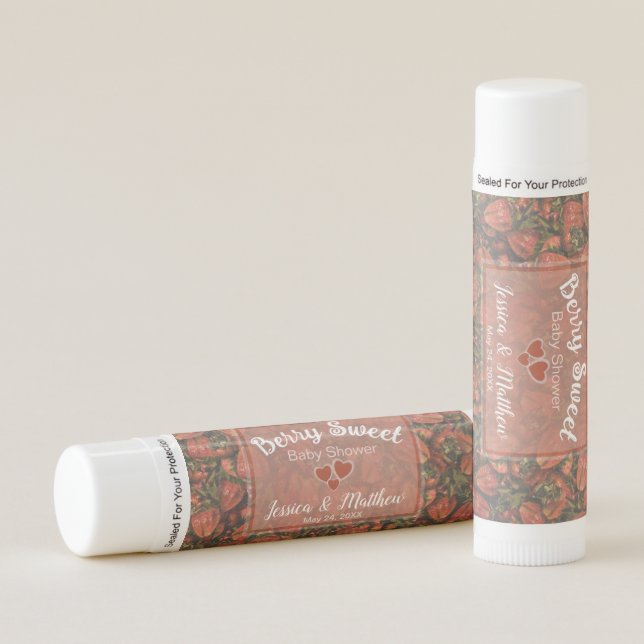 Strawberry Theme Baby Shower Lip Balm (Front)
