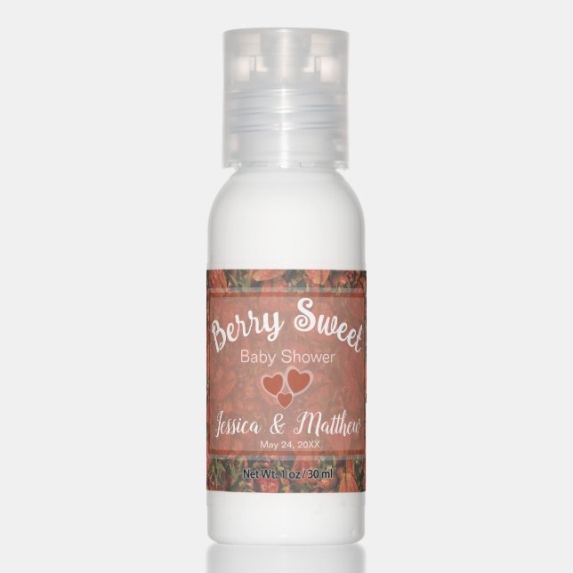 Strawberry Theme Baby Shower Lotion Bottle (Front)