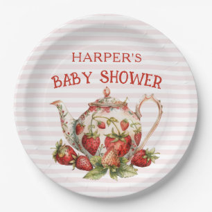 Strawberry Theme Baby Shower Paper Plates