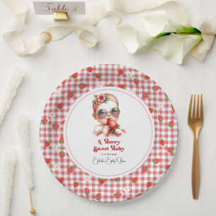 Strawberry Theme Berry Sweet Baby Shower Paper Plates