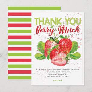 Strawberry Theme Birthday Thank You Card