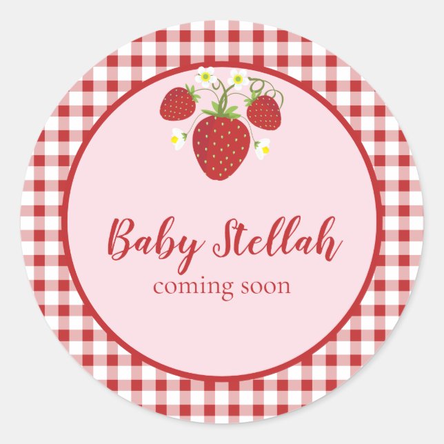 Strawberry Theme Favor Sticker (Front)