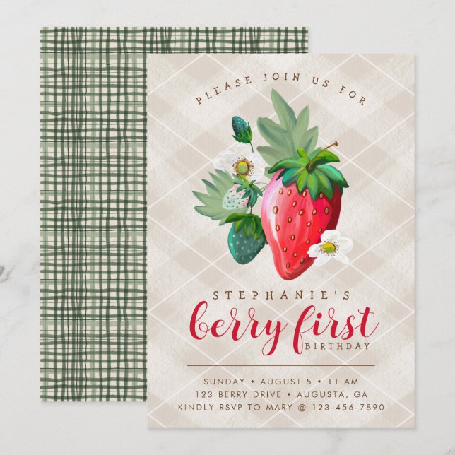 Strawberry Theme, First Birthday, Kids Birthday (Front/Back)