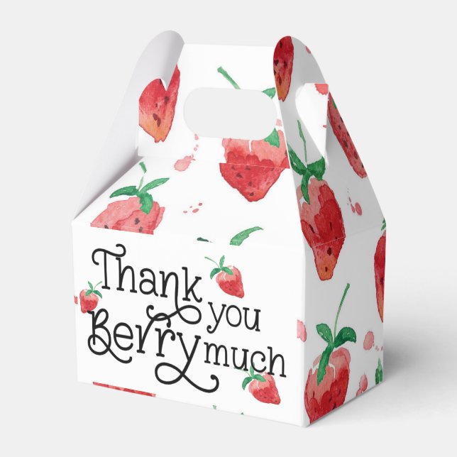 strawberry theme, first birthday, kids birthday cl favor boxes (Front Side)