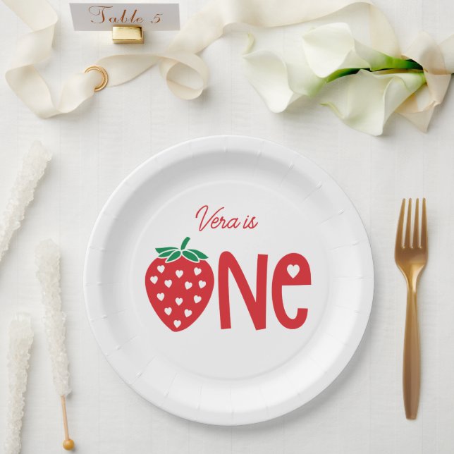 Strawberry Theme First Birthday Paper Plates (Wedding)