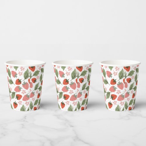 Strawberry Theme Girl Birthday Party  Paper Cups
