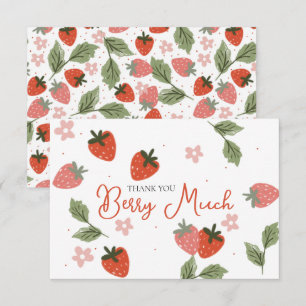 Strawberry Theme Girl Birthday  Thank You Card