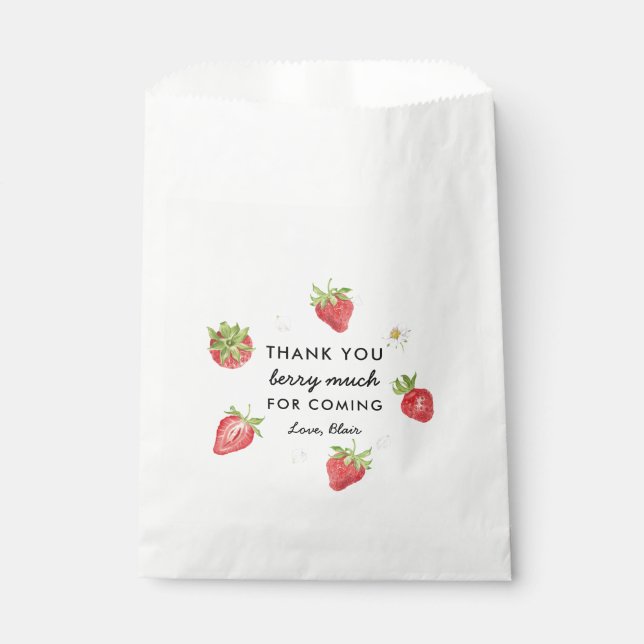 Strawberry Theme Thank You Berry Much Favor Bag (Front)
