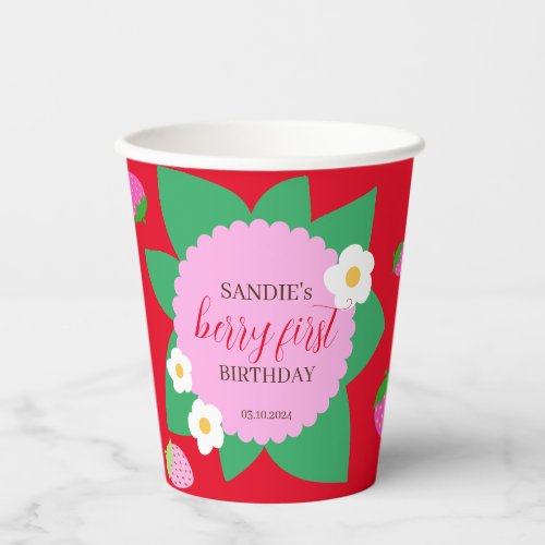 Strawberry themed Birthday Party  Paper Cups