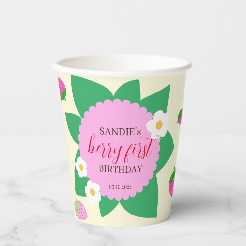 Strawberry themed Birthday Party  Paper Cups