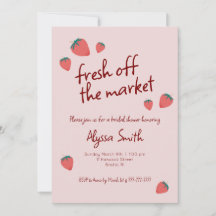 Strawberry Themed Bridal Shower Invitation