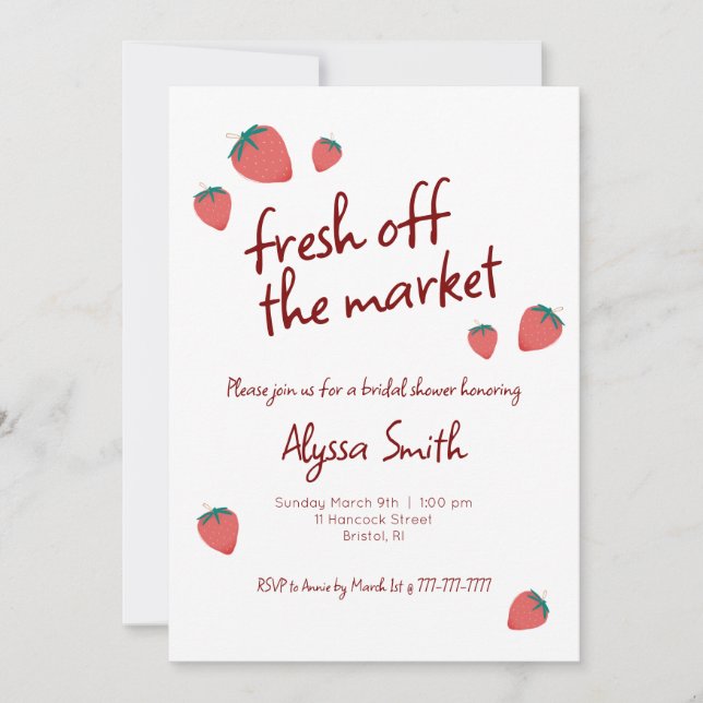 Strawberry Themed Bridal Shower Invitation (Front)