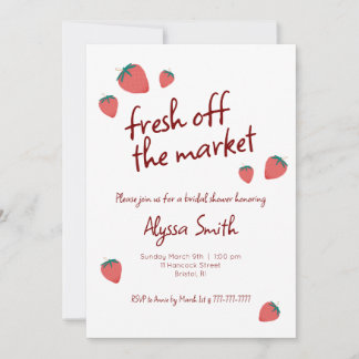 Strawberry Themed Bridal Shower Invitation