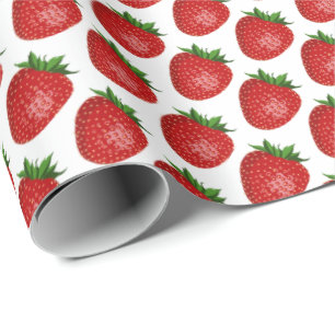 Strawberry Themed Gift Wrap Fruit Design