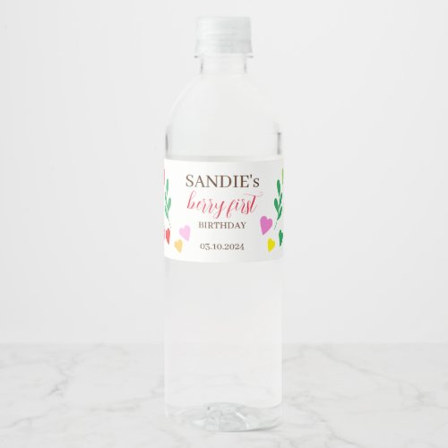 Strawberry Themed Personalized Birthday Water Bottle Label