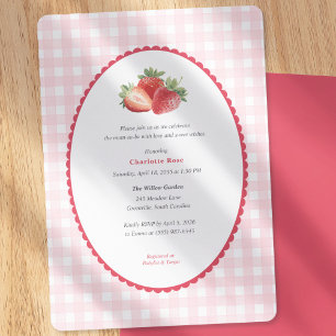 Strawberry themed-Spring Baby Girl Shower Invitation